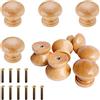 Pamtns 10 Pomelli Rotondi in Legno per Mobili con Viti - Pomelli in Legno da 32 mm per Armadi e Cassetti,Pomelli per Cassetti di Comò,Cassetti,Armadi,Mobili,Mobili da Cucina,Armadi Guardaroba