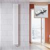 ELEGANT - Radiatore verticale di design, colore: bianco, 1800 x 236 mm, con termostato multiblocco, a doppio strato, collegamento centrale, scaldasalviette