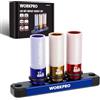 WORKPRO Set Chiavi a Bussola 1/2", Bussola professionale con Guida | in Alluminio e Anelli di Gomma, Materiale CR-MO, per Riparazioni Auto e Cambio Gomme, 17mm/Blu, 19mm/Giallo, 21mm/Rosso
