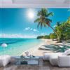 JIAOQSS 3D Carta Da Parati Disegnata Hd - Moda XXL Design Carta vintage moderna Bagno Cucina Sala Pranzo Gabinetto Per Casa Degli Ospiti Portici Paesaggio Spiaggia Alberi di cocco Natura