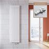 ELEGANT - Radiatore verticale di design, colore: bianco, 1800 x 472 mm, con termostato multiblocco, a doppio strato, collegamento centrale, scaldasalviette