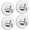 ZUIMENG Ganci Adesivi, 4 Pezzi Gancio Adesivo Appendi Accappatoio Porta Asciugamani in Acciaio Inox, Appendiabiti da Parete Muro Autoadesivo per Cucina e Bagno (Argento)