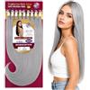 Ser Mulher Extension Capelli Lisci a Tessitura in Bioproteina, Effetto Capelli Veri, 320gr - Hair Texture Lisce per Volume e Styling Movimentato, 9 Tessiture 3x70, 3x65, 3x60 cm, MARLI (Silver)