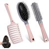 DHSUN Set di spazzole per capelli, rosa: rotonde, ricci, ad arco, pettini per capelli bagnati e asciutti, districa, massaggi, stili (tre rosa)