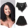 Dsoar 20 Pollici Capelli Umani Ricci Kinky Clip In Estensioni 8pcs/set Afro Kinky Ricci Trame Doppie per Donne Colore Naturale Nere 120 Grammi/Set