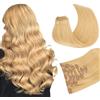 MAXITA Extension con clip, in capelli veri Remy, da donna, 35,5 cm, 120 g, 7 pezzi, biondo chiaro