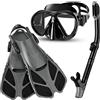 Smyidel Sport Set da Snorkeling per Adulti con Pinne Corte Regolabili, in Formato da Viaggio, Maschera da Sub di Alta qualità Dry Top Snorkel Tube, con Borsa per Il Trasporto