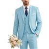 YND - Completo da uomo slim fit, 3 pezzi, giacca a tinta unita con un bottone, gilet, pantaloni e cravatta