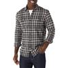 Amazon Essentials Camicie in Flanella a Maniche Lunghe a 2 Tasche a vestibilità Aderente Uomo, Grigio Motivo Scozzese, XL