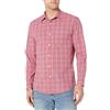 Amazon Essentials Camicia Casual in Popeline a Maniche Lunghe vestibilità Regular Uomo, Blu Rosso Slavato Motivo Scozzese, L