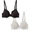Amazon Essentials Comodo Reggiseno Invisibile con Ferretto Donna, Confezione da 2, Grigio Puntinato/Nero, 4C
