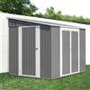 vutizal Grande casetta in metallo 1,8 x 2,4 m (circa 6 x 8 piedi) con doppie ante e serratura, deposito esterno impermeabile per terrazzo e cortile, pavimento incluso