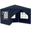 ZQQLVOO Gazebo per feste, 3 x 3 m, blu con copertura resistente ai raggi UV e all'acqua, gazebo da giardino con finestre e rivestimento porta per feste all'aperto, robusto telaio in acciaio inox, facile da