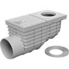 SaniVia Gully - Scarico Laterale per Acqua piovana DN 110 Standard, con Coperchio eccentrico e sifone per Tubo di Scarico da 75 - 125 mm, Grigio