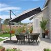 PURPLE LEAF Ombrellone da Giardino 2,5 x 2,5 m con Base a Croce, Ombrellone Decentrato con Rotazione di 360° e 5 Livelli di Regolazione, 8 Stecche in Alluminio e Tela Protezione UV 50+, Grigio chiaro
