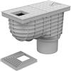 SaniVia Gully DN 110 | Scarico per grondaia con Coperchio Quadrato e Tappo antiodore | Scarico Verticale | Portata 390 l/min | carico K3 | Grigio