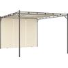 ZQQLVOO Gazebo da giardino con tenda laterale, 4 x 3 x 2,25 m, color crema, telaio in acciaio verniciato a polvere, tetto scorrevole e protezione dalle intemperie, per attività all'aperto, tenda per feste