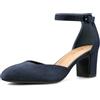 PIZZ ANNU Scarpe Decolte Donna Tacco Medio Eleganti Sposa Sandali Estive Comode a Blocco Sandalo con Cinturino alla Caviglia Navy EU 37