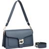 Travistar Borsa a tracolla da donna, alla moda, piccola borsa a tracolla in pelle, pochette da sera con 2 cinghie, F195-azzurro, 26cm x 14cm x 9.5cm, Borsa a tracolla