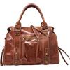 Chicca Borse Borsa a Mano con Tracolla Media da Donna in Pelle Lucida con Borchie