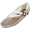 MISSCAI Mary Jane in Rete Ballerine Donna Estive Scarpe Basse Eleganti con Cinturino e Fibbia Punta Chiusa Ballerine Traforate Traspiranti per Ufficio Cerimonia e Casual Bianco 38