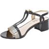 Cinzia Soft CI1001 Sandalo Donna In Vernice Con Tacco 3 Cm. Colori Nero o Beige ideale per ogni occasione (Nero, numeric_38)