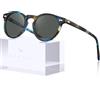 Carfia Moda Occhiali da Sole da Donna Polarizzati con Protezione UV 100%, Montatura Tartarugata Blu-marrone Lenti Grigie