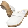 BeComfy Zoccoli Unisex in Pelle e Legno per Donna e Uomo - Vera Pelle, 35-46 EU (Bianco, Sistema Taglie Calzature EU, Adulto, Numero, Media, 39)