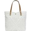 Markotex Borsa Mare in Cotone, con Chiusura a bottone magnetico, manici in Cuoio, Leggera e Pieghevole, Ampia Capacità Donna per Shopping, Viaggio, Campeggio - Sarda MADE IN ITALY (White (darker handles))