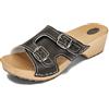 BeComfy Ciabatte da Donna in Legno Zoccoli Scarpe con Tacco Scarpe in Legno Sandali Pelle Zoccoli da Giardino Muli Nero Bianco 36-41 EU (Nero, Numeric_35)