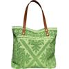 Markotex Borsa Mare in Cotone, con Chiusura a bottone magnetico, manici in Cuoio, Leggera e Pieghevole, Ampia Capacità Donna per Shopping, Viaggio, Campeggio - Sarda MADE IN ITALY (Green (darker handles))