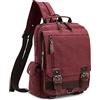 DORRISO Zaino Uomo Borsa a Tracolla Moda Borse Messenger Student Outdoor Viaggio Causale Lavoro Sling Bag Tela Borsa a Tracolla Rosso