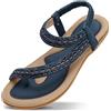 Zoerea Sandali Piatti da Donna da Estate Strass Fiore Bohemia Flip Flop Spiaggia Estivi Scarpe Casual Open Toe Tacco Piatto Stile 3 Blu,38 EU