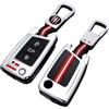 Happyit Custodia Guscio Portachiavi Cover Compatibile con VW Volkswagen Golf 7 MK7 Tiguan MK2 For SEAT Ateca Leon FR 2 Ibiza Skoda Octavia 3 Pulsanti (Argento+Fibbia quadrata)