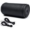 FM2018XSL Coprivolante in Pelle Universale da Cucire Fai-da-te, Traspirante,Antiscivolo,Volante dell'auto con ago e filo Accessori Interni(B-Nero,38cm)