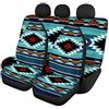 SEANATIVE 3 Pezzi Coprisedili per Auto Azzurro con Motivo Tribale Azteco, Set Completo di Accessori per Sedili Anteriori e Posteriori per Auto/Berlina/Camion/Furgone