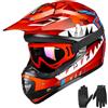 ILM Casco Moto Motocross Bambino Dirt Bike Giovane Unisex Omologato ECE22.06 Full Face Off Road ATV Enduro MTB con Goggle Guanti Modello B07,Rosso Squalo,S