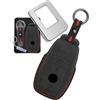 Jinhon Custodia per chiave in pelle scamosciata, adatta per Mercedes Benz A B C E G S Classe CLA GLC GLA GLB W177 EQA EQB 2025 2024-2018, portachiavi di protezione fatta a mano, colore nero