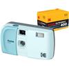 KODAK EC35 - Fotocamera a pellicola da 35 mm, riutilizzabile, senza messa a fuoco, flash integrato, copertura scorrevole, compatibile con principianti (blu polvere) Bundle con pellicola Kodak Ultramax