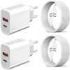 Happy Buying 2 Pack 45 W Caricabatterie USB C rapido e cavo per Samsung Galaxy S25 ULtra/S24 Ultra/S23 FE/S25+/A56 5G/A36 A26 A26 A16 A55 5G/A25 A35 A15 A56 A26 A54 A53 A53 A34 A34 A34 A3 3 S22 S21 iPhone 15 16