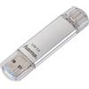 Hama Chiavetta USB da 64 GB (chiavetta USB USB-C USB-A, USB 3.1/3.0, unità di archiviazione dati universale da 40 MB/s in alluminio, per Windows/MacBook), argento C-Laeta compatta