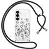 Gcxvaoi Cover con Cordino per Samsung Galaxy S26 5G, Aesthetic Fiori Disegni Custodia con Collana Tracolla Laccio Corda, Trasparente Sottile TPU Silicone + PC Antiurto Case per Samsung S26, Nero