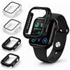 OU-BAND Set di 4 custodie protettive per Apple Watch SE2/SE/6/5/4, 44 mm, custodia protettiva rigida in policarbonato con vetro temperato, compatibile con Apple Watch SE2 SE Series 6 Series 5 Series 4 (2 nere
