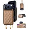 OCASE Cover Portafoglio per iPhone 17 Pro Max (6,9 Pollici) Khaki | Non Rimovibile Custodia in Pelle con Cerniera, Porta Carte con Blocco RFID, Tra Collo Regolabile Rimovibile, Antiurto Cover
