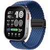 GIOPUEY Cinturini Magnetica Compatibile con Amazfit Bip Max, Cinturino in Morbido Nylon Intrecciato [Unisex] [Traspirante] - Blue