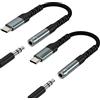 HOYULLI Adattatore AUX a USB C, cavo audio per iPhone 17, 16, 15 Pro Max, compatibile con Samsung S25 S24 per Apple (2 pezzi) a telefono cellulare da 3,5 mm, microfono DAC da auto, connettore splitter mini