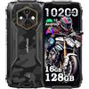 Ulefone Armor RugKing 4 Pro Rugged Smartphone, 10200mAh, 16GB+128GB/2TB Telefono Indistruttibile, Android 15, 6.56 120Hz, 48MP+8MP, Telefono Impermeabile IP68, 3-Slots, 4G LTE, 5G WiFi, NFC, GPS, OTG, Nero