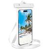 ONEFLOW Borsa da spiaggia per Samsung Galaxy Z Flip 6, custodia impermeabile con touch e finestra per fotocamera, custodia subacquea per viaggi, nuoto, con cinturino e cordino per appendere, bianco
