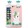 HopMore Compatibile con Cover iPhone 8 Silicone Disegni 3D Divertenti Fantasia Gomma Morbido Custodia iPhone 8 Antiurto Protettiva Slim TPU Case Bumper Molle Caso - Unicorno Rosa