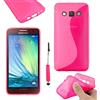 ebestStar - Cover Compatibile con Samsung A3 Galaxy (2015) SM-A500F Custodia Protezione S-Line Design Silicone Gel TPU Morbida e Sottile + Mini Penna, Rosa [Apparecchio: 130.1 x 65.5 x 6.9mm, 4.5'']